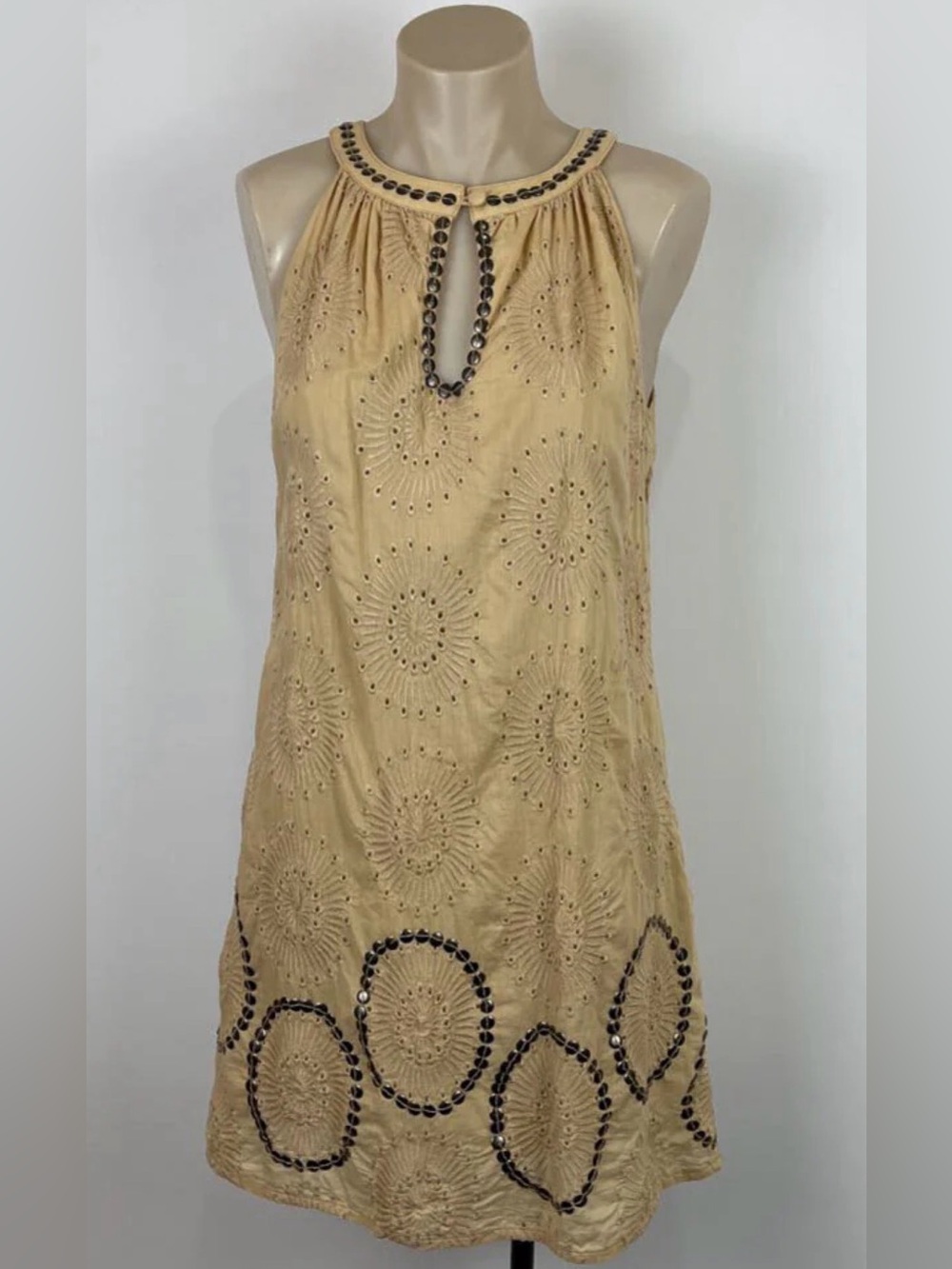 Theme Studded Eyelet Halter Camisole - Tan